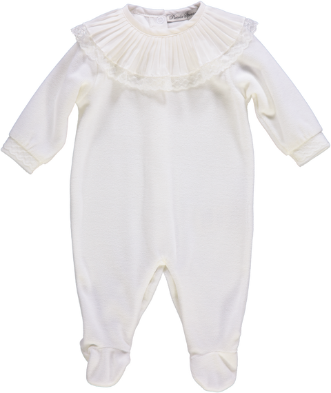 Babygrow de menina branco com gola plissada