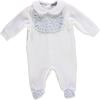 Babygrow de menina branco com detalhes em azul florido