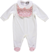 Babygrow de menina branco com detalhes em rosa florido