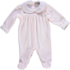 Babygrow de menina rosa com golas bordadas