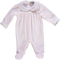 Babygrow de menina rosa com golas bordadas