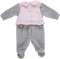Babygrow de menina rosa e cinzento com  folhos