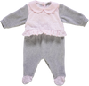 Babygrow de menina rosa e cinzento com  folhos