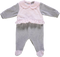 Babygrow de menina rosa e cinzento com  folhos