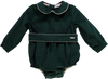 Body de menino verde de veludo