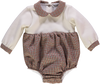Body de menino beige e com xadrez castanho