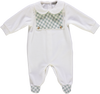 Babygrow de menino branco com detalhes em xadrez verde