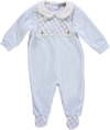 Babygrow de menino azul com detalhes em xadrez azul