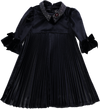 Vestido de veludo preto plissado com brilhantes