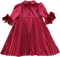 Vestido de veludo vermelho plissado com brilhantes