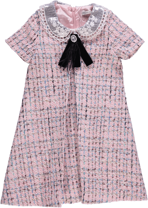 Vestido channel rosa com lantejoulas