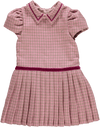 Vestido xadrez rosa com saia plissada