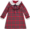 Vestido xadrez vermelho com folhos
