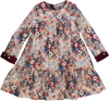 Vestido florido com detalhes bordeaux