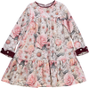 Vestido florido com detalhes bordeaux
