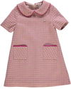 Vestido xadrez rosa com gola peter pan