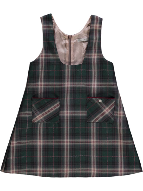 Saia de corpo verde xadrez com bolsos