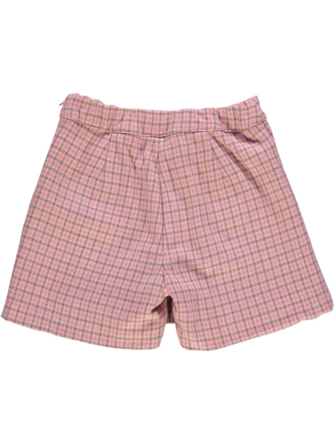 Saia calção xadrez rosa