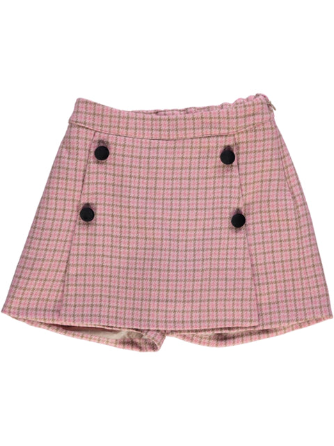 Saia calção xadrez rosa