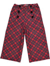Calças xadrez vermelho com botões