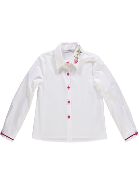 Blusa branca com bordado de tulipa