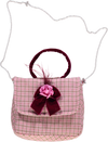 Bolsa xadrez rosacom laço em veludo