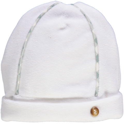 Gorro branco com vivo estampado geométrico
