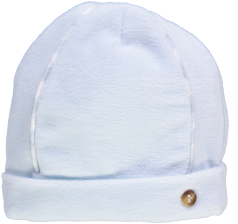 Gorro azul com detalhe de vivos