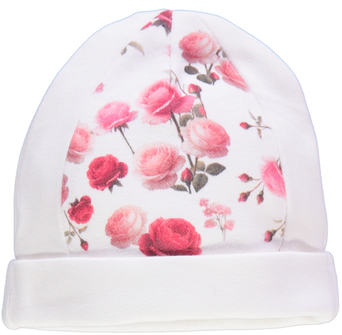 Gorro branco com estampado floral
