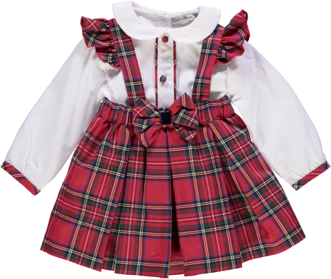 Conjunto de saia pregas xadrez vermelho