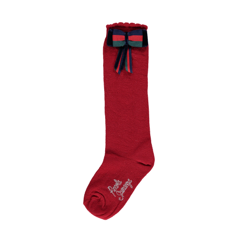 Red socks with bow