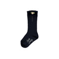 Navy blue socks with velvet bow with small pink and beading