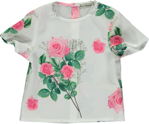Tunic blouse with rose print