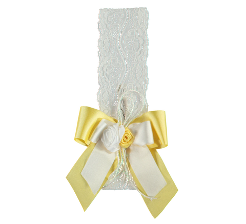 Lace ribbon with bow and yellow flowers