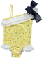 Fato de banho amarelo com margaridas e laço