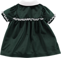 Green velvet dress with lace details