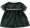 Vestido de veludo verde com detalhes em renda
