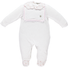 Babygrow marfim com gola floral e peito em nervuras