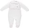 Ivory babygrow with floral collar and ribbed chest