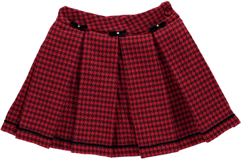 Red Pied de Poule skirt with bows