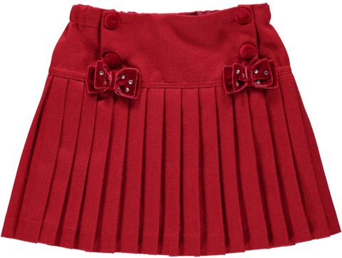 Red skirt with velvet buttons and bows
