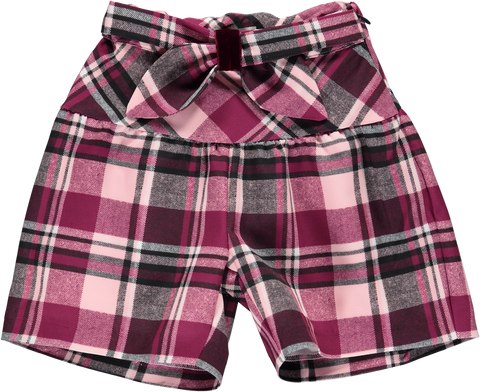 Bordeaux checkered shorts with bow