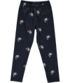 Navy blue leggings with sprigs of flowers