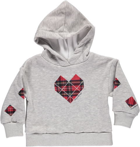 Gray hooded sweatshirt with checkered rhombus prints