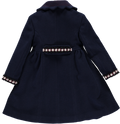 Long navy blue coat with pearls
