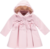 Pink coat with hood and bows