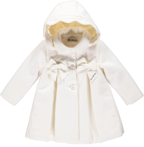 Pearl coat with hood and bows