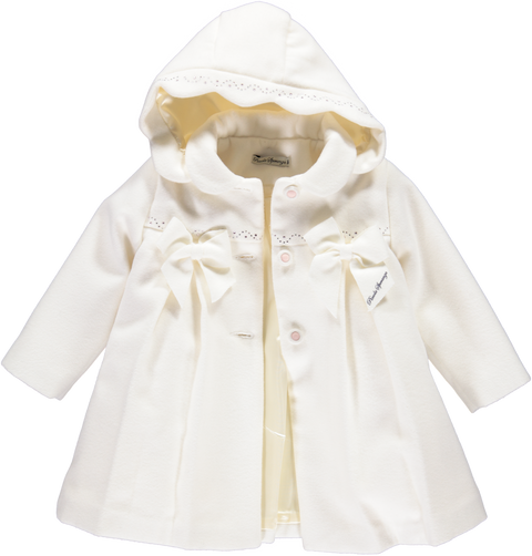 Pearl coat with hood and bows