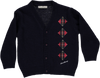 Navy knit coat with checkered rhombuses
