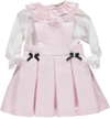 Polka dot pattern pink dungarees skirt set